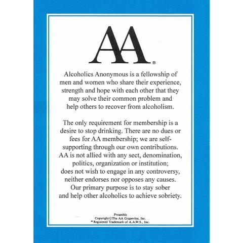 Preamble Card A5 (laminated) – AA NSW Bookshop