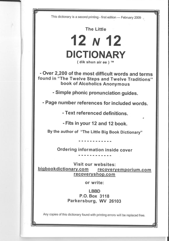 12 n 12 Dictionary